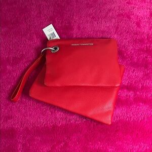 French Connection Vibrant Red Wristlet Clutch